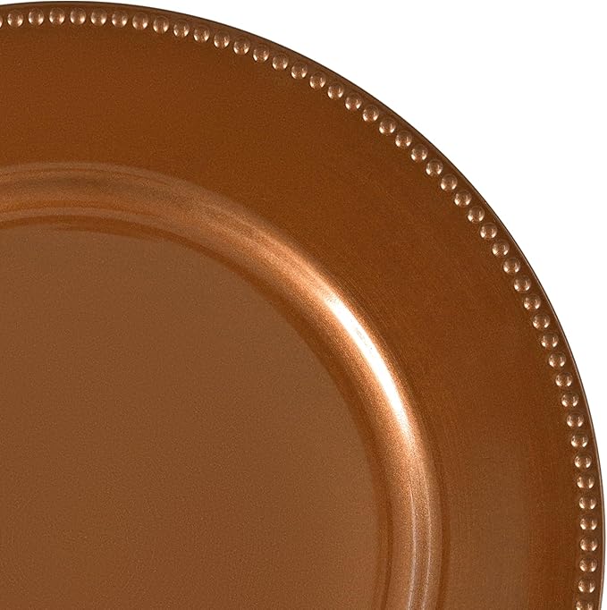50 Pcs Brown Charger Plates Bulk, 13" Round Beaded Plate Chargers for Dinner Plates, Decorative Dinner Chargers Plastic Table Chargers for Wedding Holiday Party Baby Shower Event Decoration (Brown)