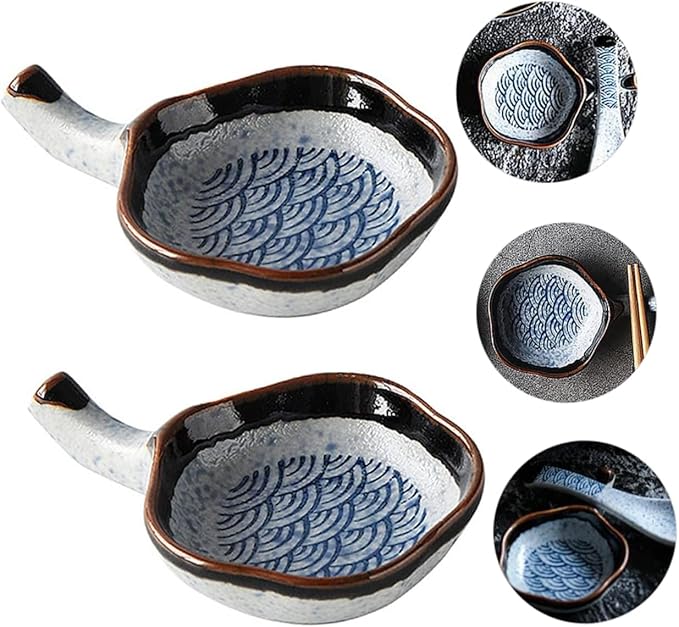 6 Pcs Japanese Dipping Dish Dessert Trays Vintage Tray Cutlery Tray Ceramic Chopsticks Rest Pottery Dip Bowls Ceramic Dip Bowls Appetizer Plates Flavor Dish Chopstick Rest