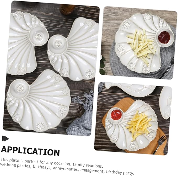 Shell Shape Ceramic Food Plate Vintage French Baroque Decorative Tableware for Desserts and Appetizers for Home Restaurant and Bakery Use