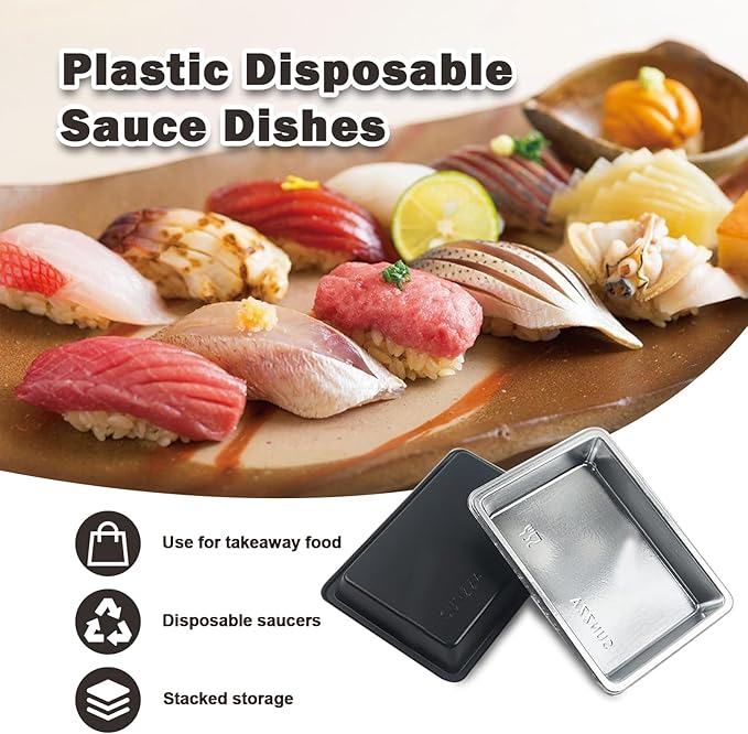 400 Pack Disposable Plastic Sauce Dishes, Silver, Rectangular, Stackable, Eco-Friendly, Ideal for Condiments and Appetizers