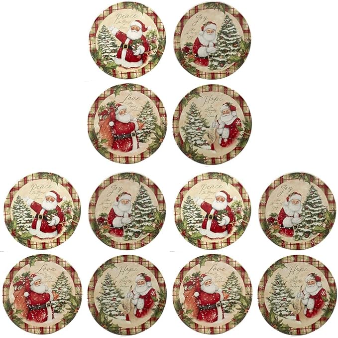 Certified International Holiday Wishes 6" Canape/Luncheon Plates, Set of 4 Assorted Designs., (Pack of 3)