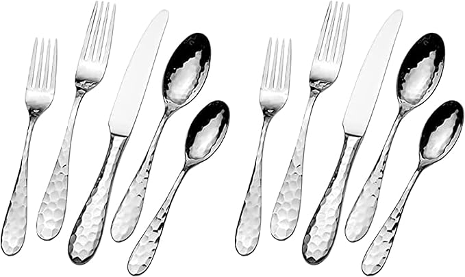 Mikasa, Lilah Flatware Service for 8, 45 Piece Set, 18/10 Stainless Steel, Silverware Set with Serving Utensils (Pack of 2)