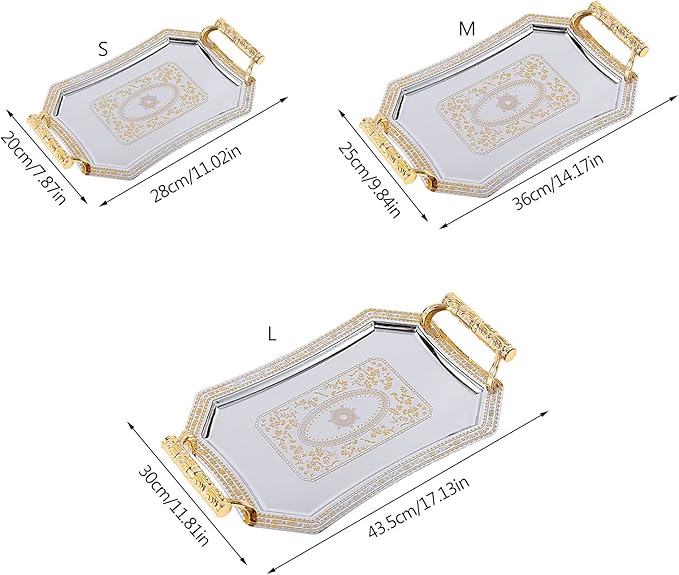 Stainless Steel Storage Tray Buffet Serve Plate Metal Container Accessory for Coffee Tea Drink Beverage Cup Anti-Scald Buffer Trays, Silver