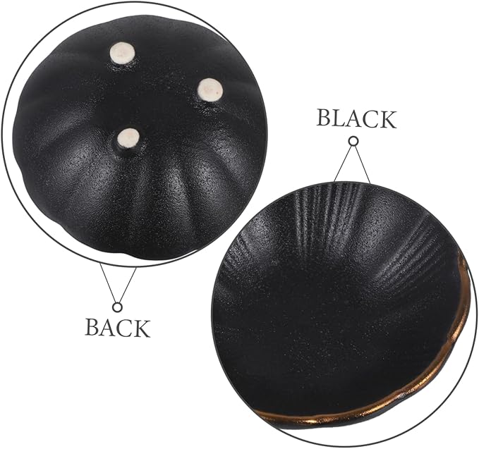 IMIKEYA 1pc Black Ceramic Seasoning Dish Rim Small Snack Plate for Dipping Sauces Condiments and Appetizers Elegant Tableware for Home and Restaurant Use