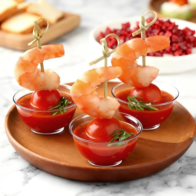 Zezzxu 100 Pack 2 oz Mini Dessert Cups, Clear Plastic Reusable Small Round Party Serving Tiny Bowls for Individual Appetizers, Trifle, Cheesecake, Hors D'oeuvres