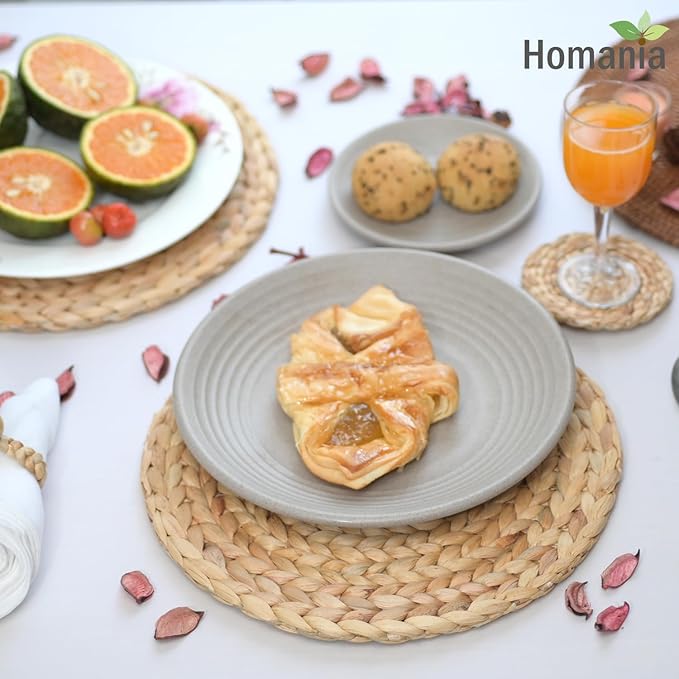 Table Mats Set Of 8, Heat Resistant Farmhouse Placemats Set Of 8, Boho Place Mats, Place Mats For Dining Tables, Wicker Chargers For Dinner Plates, Woven Placemats, Round Placemat 13.4 In