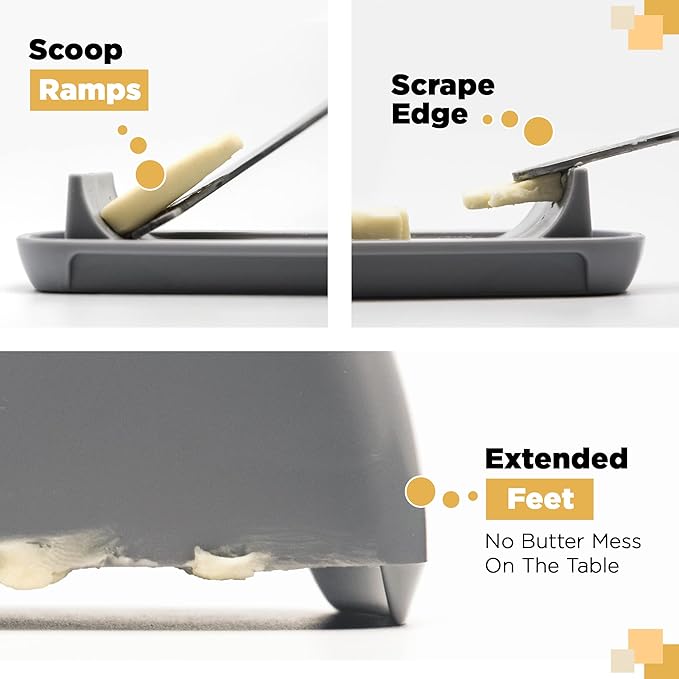 Butter Hub Butter Dish with Lid, Butter Keeper for Countertop, Easy Scoop, No Mess Lid, Dishwasher Safe (Clear)