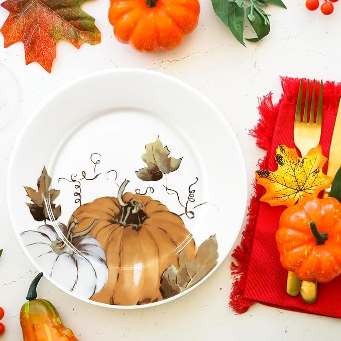 Honeydak 6 Pcs 6 Inch Fall Plates Pumpkin Ceramic Thanksgiving Salad Plates So Blessed Platter Cookie Dishes Autumn Harvest Vintage Dessert Appetizer for Thanksgiving Dinner Party Decoration