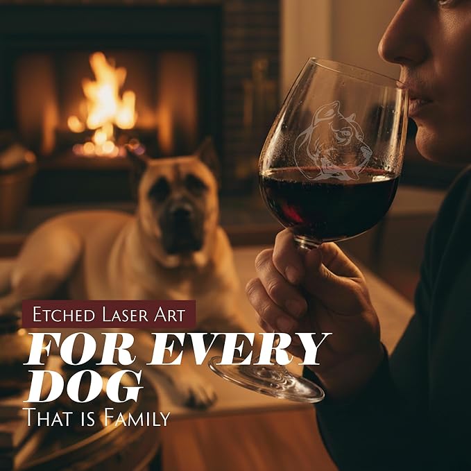 Etched Laser Art Personalized Dog Themed Etched Wine Glass - Custom Dog Breed Wine Glasses for Pet Lovers, Unique Birthday Gift for Men & Women, Personalized Gift - Perro de Presa Canario, 12.75 oz