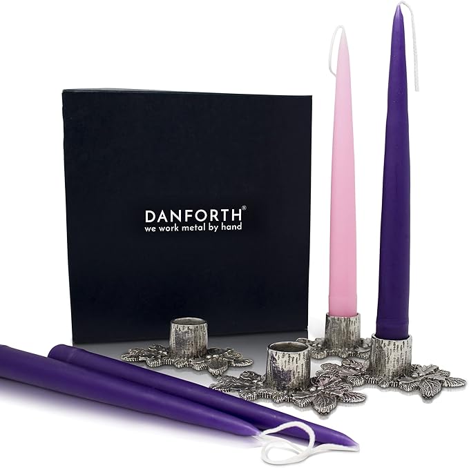 Danforth Advent Wreath Candle Holder Set – Handcrafted Pewter Advent Candle Holders – Made in USA