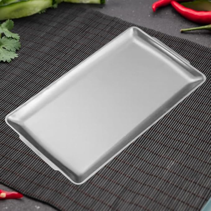 Metal Serving Tray for Food and Snacks, Rectangle Organizer for Dining, 36cmx20cm