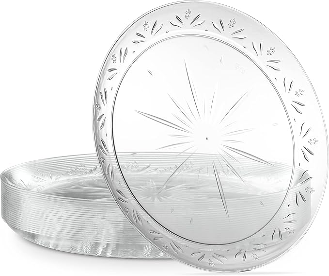 PLASTICPRO Premium Heavy Weight Crystal Clear Disposable Hard Plastic Plate (240, 10'' Inch Plates)