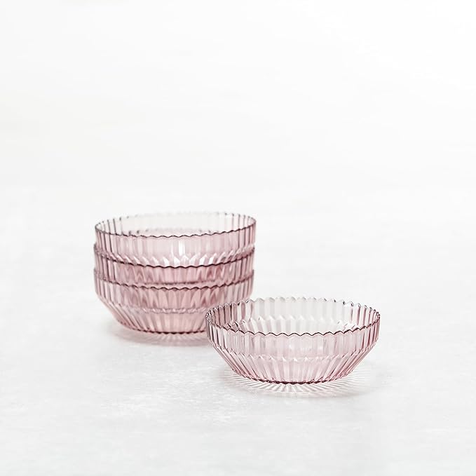Fortessa Archie Glass Cereal Bowl, 22.8 Ounce, Pink