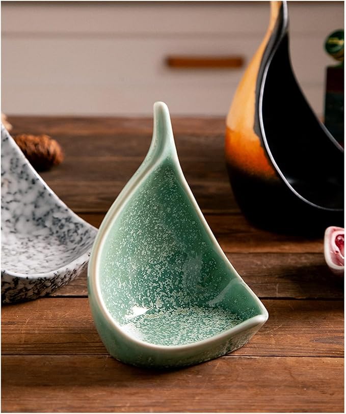 Appetizer Plates Hotel Cuisine Retro Ceramic Leaf Bowl Special-Shaped Bowl Snack Bowl Cold Dish Bowl Dish Plate Cheap Plates (D)