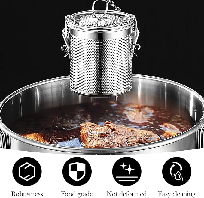 Stainless Steel Mesh Filter, Tea Strainers, Soup Seasoning Separation Basket, Tea and Spice Ball for Cooking Soup (Large)