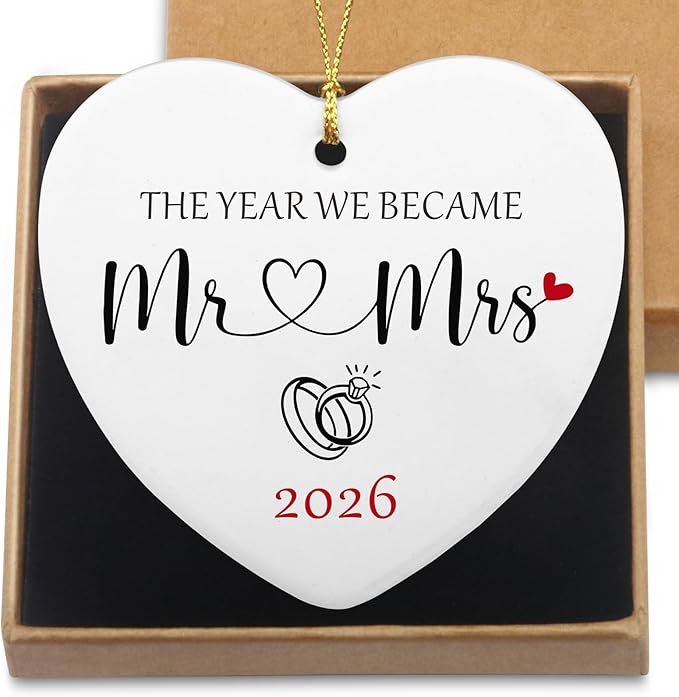 Wedding Gifts for Couple The Year We Became Mr and Mrs Sign Christmas Ornaments 2026 Engagement Gifts Cool Wedding Gift for Couples Newlyweds Bridal