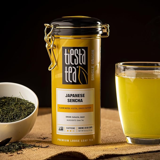 Tiesta Tea - Japanese Sencha Tea, Loose Leaf, Single Origin Premium Sencha Green Blend, Medium Caffeinated, Make Hot or Iced & Up to 50 Cups, Pure Unblended, 6oz Refillable Tin
