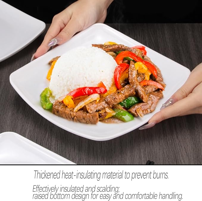 Appetizer plate, small ceramic plate, suitable for desserts, square plate, white kitchen cutlery set.(7.5in)