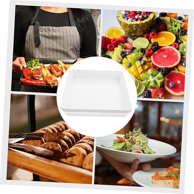 OUNONA Thickened Rectangular Serving Plate Oven Safe Ceramic-Style Snack Dish for Barbecue Pasta and Dinner for Kitchen Parties and Home Dining