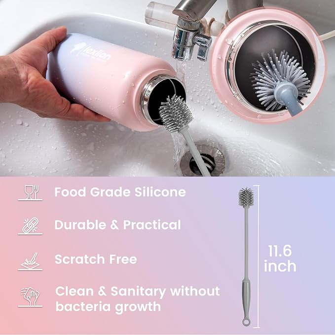 Lexlion Tea Infuser Water Bottle 32 Oz – Triple Wall Insulated Stainless Steel, Loose Leaf & Fruit Strainer, 3 Leakproof Lids, BPA-Free Silicone Sleeve, Reusable Thermal Mug