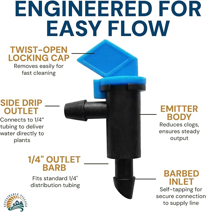 EasyDrip Take-Apart Dripper 2 GPH- 25 Pack Systems or Conventional 1/4" Drip Systems