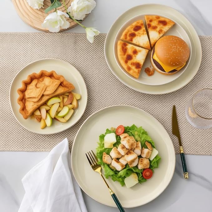 AmorArc Ceramic Dinnerware Sets,Handmade Reactive Glaze Plates and Bowls Sets,Highly Chip and Crack Resistant | Dishwasher & Microwave Safe Dishes Set, Service for 8 (24pc)