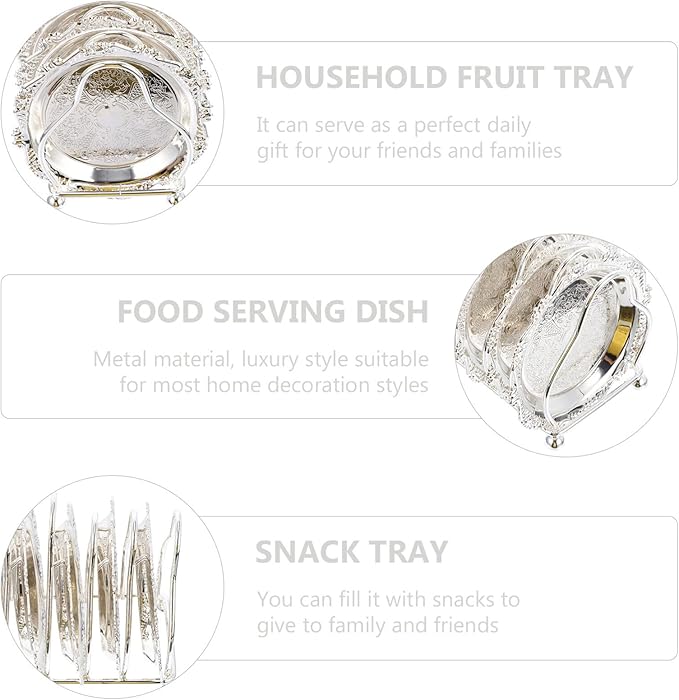 BESTonZON 1set Creative Snack Plate with Rack Silver Serving Tray for Chips and Appetizers Versatile Home Decoration for Kitchen Dining Room and Living Room