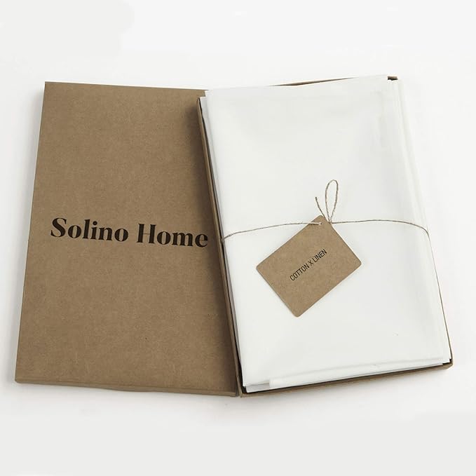 Solino Home White Cloth Napkins Set of 4 - Dru Cotton Linen Dinner Napkins 20 x 20 Inch for Winter, Christmas, Holiday, New Year - Handcrafted and Machine Washable