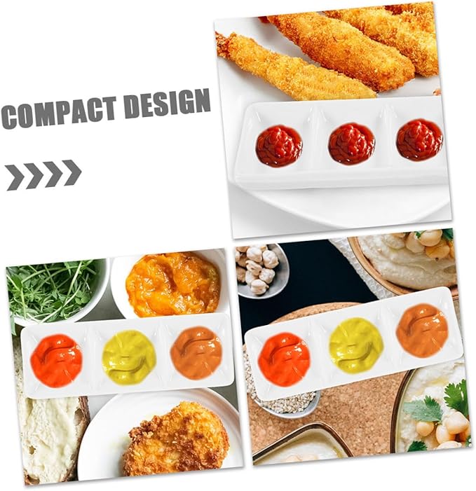 Alipis 4pcs Divided Serving Tray Ceramic Seasoning Containers Snack Plate Condiment Plate