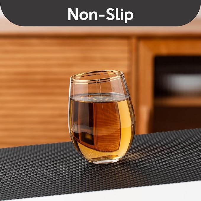 Placemats Set of 4, Heat Resistant Place Mats, Washable PVC Table Mats, Woven Vinyl Plastic Placemats for Dining Table, Non-Slip Stain Resistant Kitchen Table Placemats Easy to Clean?Black?