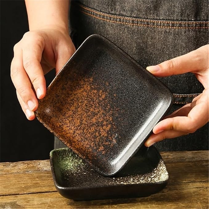 Appetizer Plates Ceramic Sushi Plate Square Shallow Sauce Dish Pretty Tablware Kitchen Accessories for Condiment