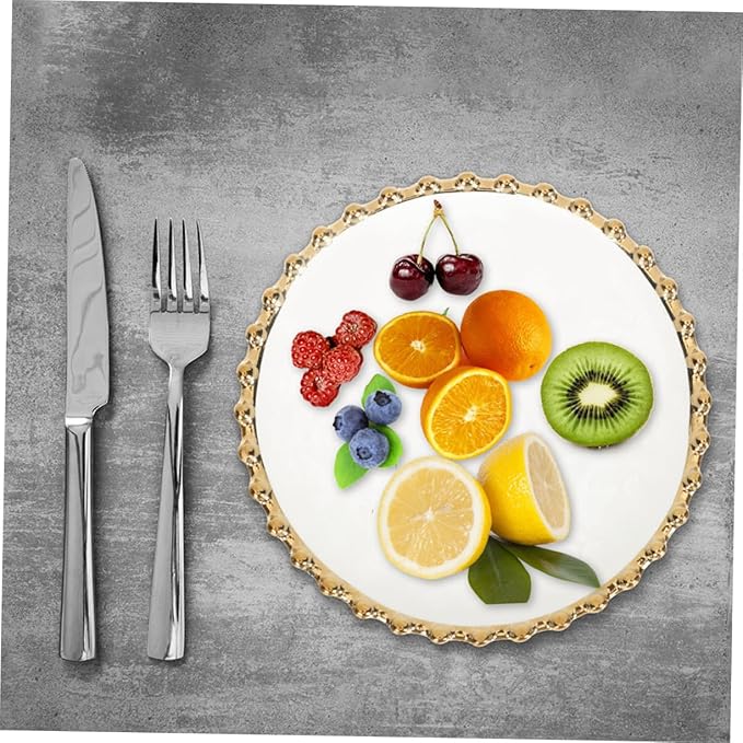 Porcelain Ceramic Dinner Plate and Appetizer Tray for Household and Restaurant Use Smooth Safe Surface Easy to Clean for Salad Pasta Snacks Serving White Design