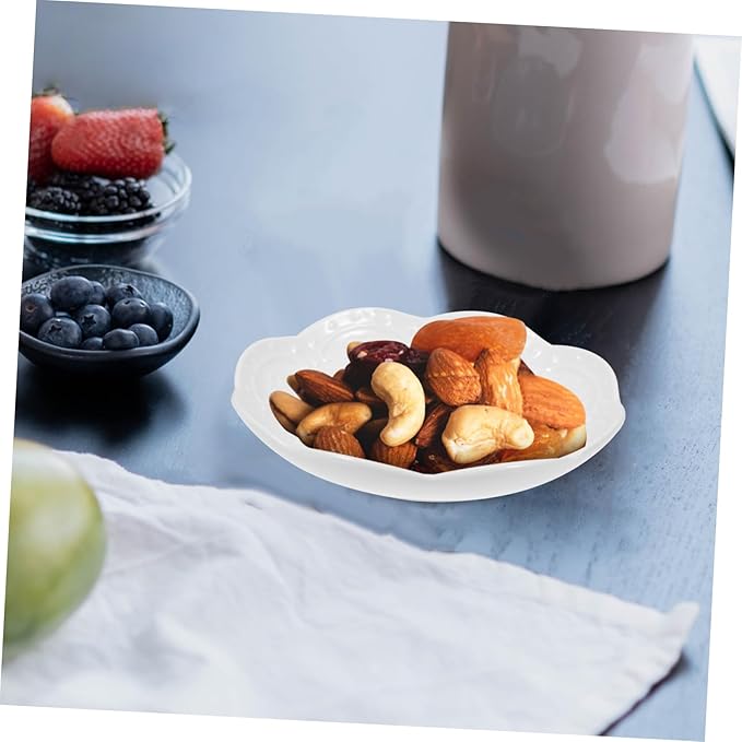 GLEAVI 2pcs Multi-function Salad Ceramic Plate Dipping Bowl Sauce Bowl Decorative Plate Serving Appetizer White