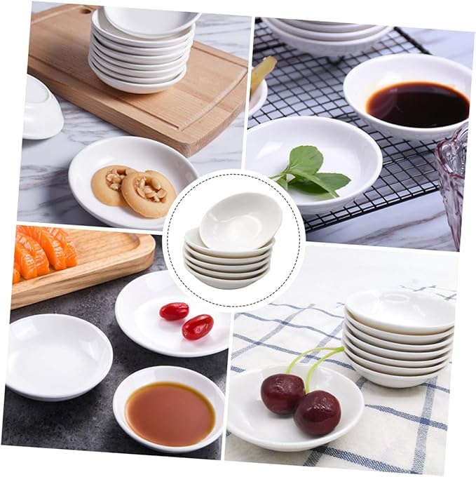 6pcs Ceramic Sauce Plates Dipping Bowls for Condiments Seasoning and Appetizers Lightweight and Portable Kitchen Tableware for Home Parties and Outdoor Use