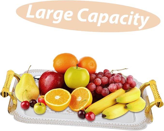Retro Silver Tray European Style Fruit Serving Tray Double Handle Made for Use