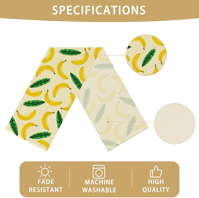 Banana Leaves Table Runner Seasonal Spring Kitchen Dining Linen Table Decoration for Indoor Outdoor Home Party Decor 13 x 72 Inch