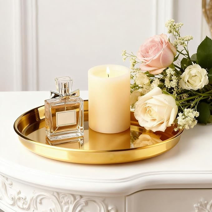 Gold Round Serving Tray, 12", 1 Pack
