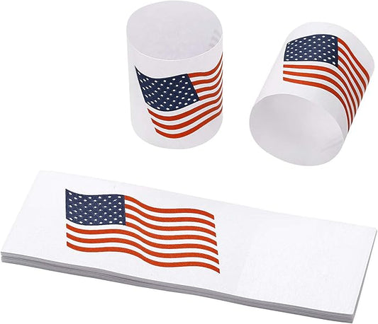 Gmark Paper Napkin Band Box of 2500, Paper Napkin Rings self Adhesive (US Flag) GM1109