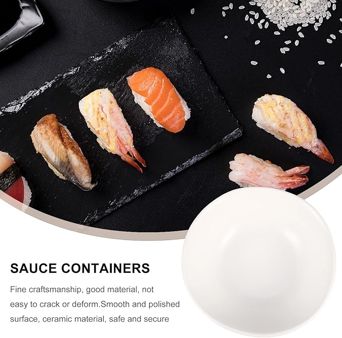 MARURY 4pcs Ceramic Sauce Dishes Dip Bowls Round Seasoning Dishes Sushi Dipping Bowl Saucers Bowl Appetizer Plates Seasoning Dish Saucer Plates Blue (Color : White)