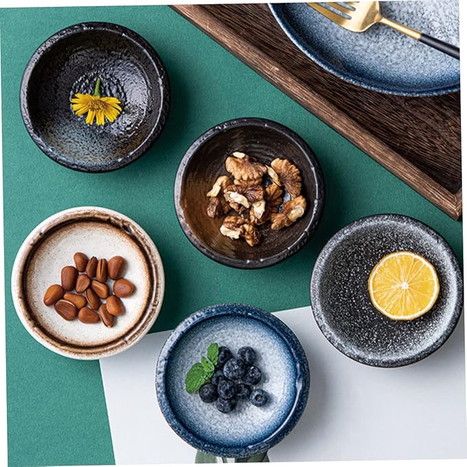 Ciieeo 5pcs Ceramic Seasoning Dishes for Dipping Sauces Appetizer Plates Food-grade Material for Condiments at Bbqs and Dinner Parties