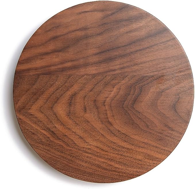 Winterworm Rustic Walnut Wooden Tray Solid Wood Serving Tray Square Rectangle Platter Tea Tray Coffee Table Tray (Round (9x9x0.9 inch))