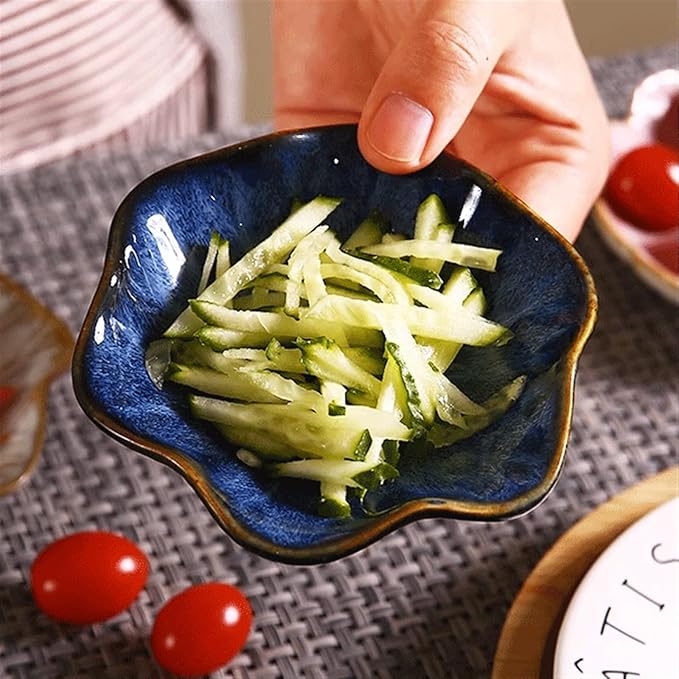 Appetizer Bowls Ceramic Lotus Leaf Plate Bone Plate, Ceramic Sauce Dish Plates for Snack Sushi Ketchup Condiments Appetizer Dessert. Salad Bowls (Color : Brass)