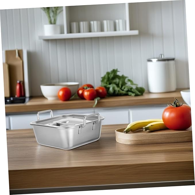 GLEAVI Square Stainless Steel Party Platter Lid Food Serving Tray Clean French Fry Bowl
