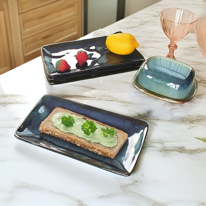 Porcelain Rectangular Plates, Large Cookie Trays, Set of 4, Shatterproof, Dishwasher-Safe, Perfect for Sushi, Baguettes, Snacks, Appetizers, Rolls, or Table Centerpieces.