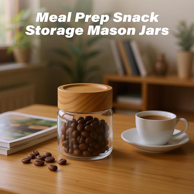 2-Pack 6 fl oz Glass Canisters with Airtight Sealing Lids - Leakproof Food Mason Jars for Meal Prep, Overnight Oats, Salad Dressings, Yogurt & Spice Storage
