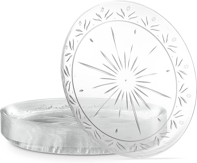 PLASTICPRO Premium Heavy Weight Crystal Clear Disposable Hard Plastic Plate (240, 9'' Inch Plates)