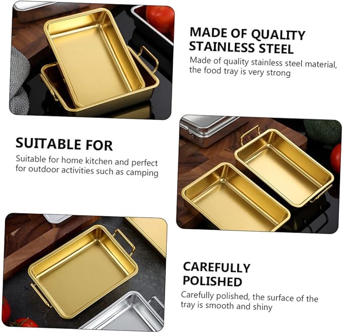 PRETYZOOM Stainless Steel Refreshments Tray Silver Tray Handles Easy to Use Safe