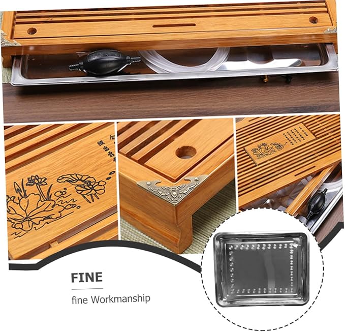 Cabilock Stainless Steel Tea Tray Rectangular Serving Tray for Tea Set Kitchen Accessory for Home Use