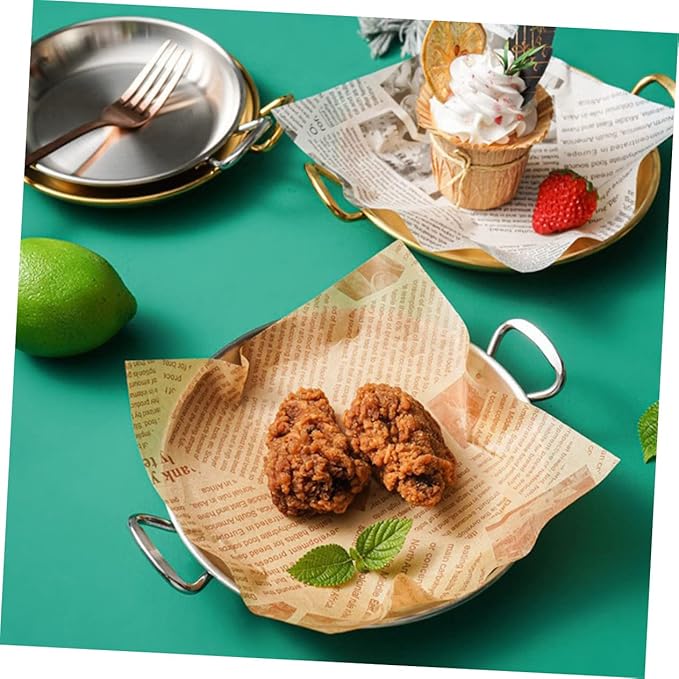 Garneck Dinner Plate Stainless Steel Seafood Pot Plate Handles Multifunctional Serving Tray Silver Plated
