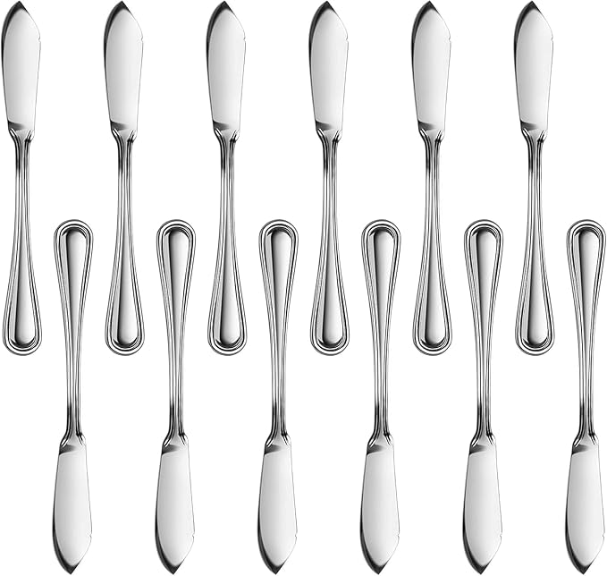 New Star Foodservice 58024 Slimline Pattern, 18/0 Stainless Steel, Butter Knife, 6.3-Inch, Set of 12